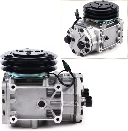 Vista 5 de Compresor de CA del A/C con embrague de 2 ranuras para 1996-1999 para Freightliner Peterbilt Kenworth-CFC688-21589 10.0L
