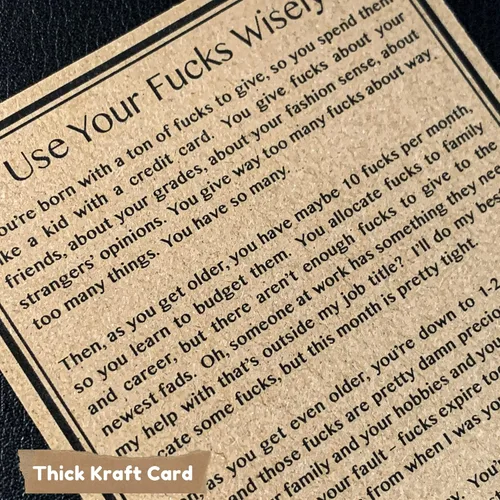 Vista 5 de Give a Fuck - FUCK wooden cutouts - Make your own 12oz Jar of Fucks! 170 per pack - (Explanation Card Included)