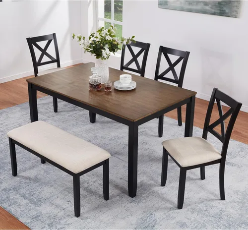 Vista 14 de Harper & Bright Designs Juego de mesa de comedor de 6 piezas con sillas