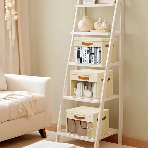 Vista 2 de Homsorout Cajas Grandes de Almacenamiento con Tapas - Paquete de 3 Organizadores Plegables Decorativos con Ventanas Transparentes y Asas
