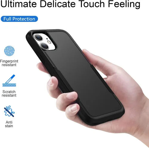 Vista 4 de Funda compatible con iPhone 11, protección resistente, a prueba de golpes, a prueba de caídas, a prueba de polvo, antiarañazos, para 11, color negro