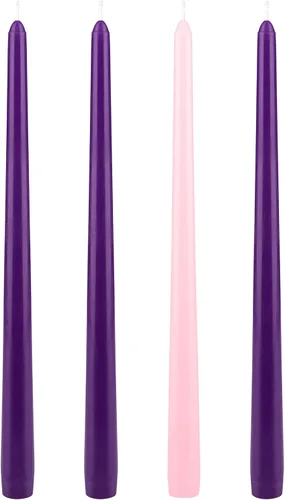 Vista 13 de Mega Candles Juego de 4 velas de adviento de Navidad sin perfume, velas autoajustables con núcleo de color sumergido a mano de 10 pulgadas x 7/8
