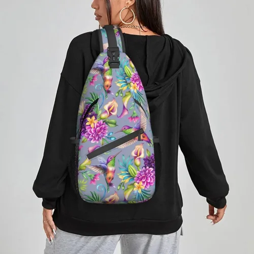 Vista 6 de NiuKom Mochila pequeña tipo bandolera para el pecho, bolsa de hombro, gimnasio, ciclismo, viajes, senderismo, mochila para mujeres y hombres, Flores