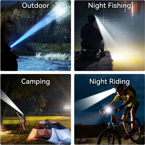 Vista 7 de Linterna frontal recargable LED superbrillante, 6 modos de luz ajustables, impermeable, función de corriente constante, ligera, perfecta
