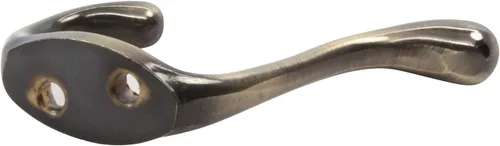 Vista 3 de Rok perchero de dos ganchos resistente, 3-1/2" - Paquete de 10 unidades, Antique Brass