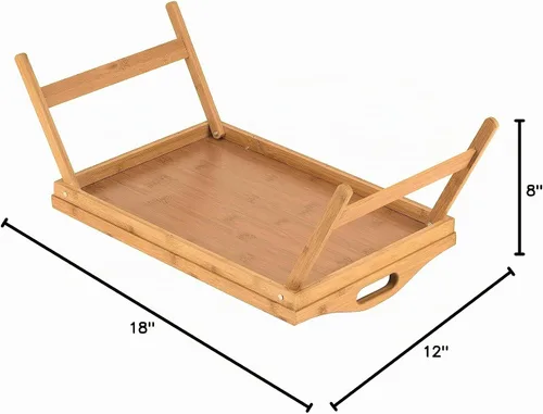 Vista 10 de Bandeja de cama Home-it con patas plegables, bandeja para desayuno de bambú con patas para desayuno
