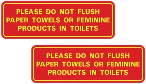 Vista 30 de All Quality Estándar Please Do Not Flush Toallas de papel o productos femeninos en inodoros puerta o pared Letrero Negro - Pequeño (1 paquete)