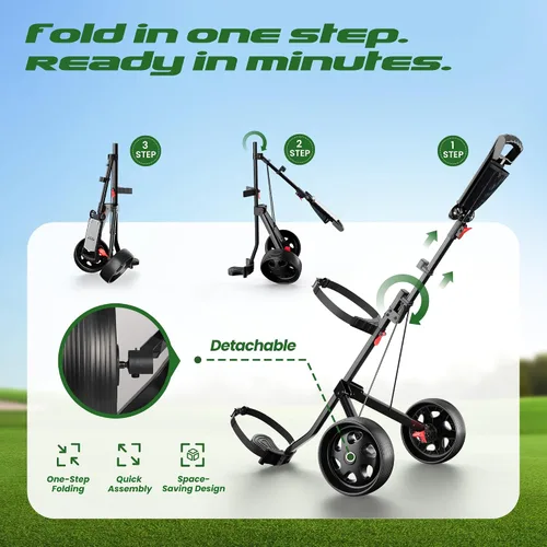 Vista 4 de Carrito de golf ajustable de 2 ruedas – Carrito de golf junior para edades de 3 a adultos, soporte superior ajustable y altura de mango