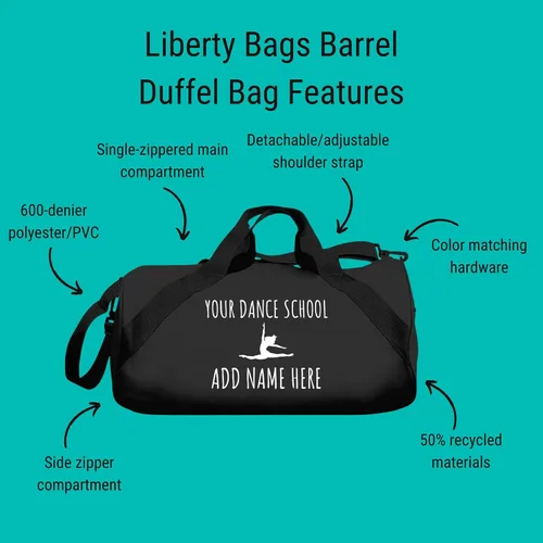 Vista 4 de Bolsa de baile personalizada con escuela y nombre bolsa de lona de barril