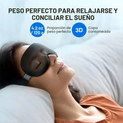 Vista 2 de YFONG Máscara de Sueño con Peso, Mujeres Hombres Máscara para Dormir 3D Bloqueadora de Luz (4.2oz/120g), Máscara para los Ojos de Alivio de Presión