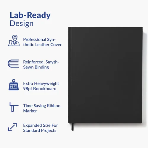Vista 3 de Vela Sciences Advanced S7-G - Cuaderno de laboratorio expandido ProCover de 9.25 x 11.75 pulgadas (9.3 x 11.8 in), 144 páginas, cuero sintético