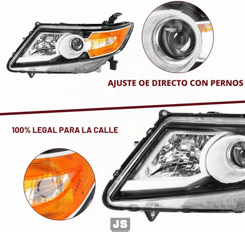 Vista 4 de JSBOYAT Conjunto de faros delanteros de repuesto para Honda Odyssey 2011-2017, estilo OE, carcasa negra, con reflector ámbar (L+R) Faros