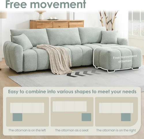 Vista 4 de [VIDEO] 110" Modular Sectional Sofa, L Shape with Extra-large Seat, Pull-l