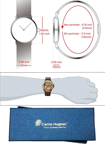 Vista 6 de Carrie Hughes Mens Watches Steampunk Vintage Bronze Automatic Watch Self-Wind Mechanical Watch for Men CH19