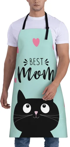 Vista 2 de Gkyygk Delantal para mujer con bolsillos, correa ajustable en el cuello y lazos en la cintura para cocinar, hornear, barbacoa, hombres y mujeres