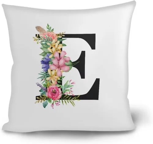 Vista 22 de Fundas de almohada decorativas del alfabeto, fundas de almohada con estampado floral de la letra B, fundas de almohada cuadradas suaves, fundas