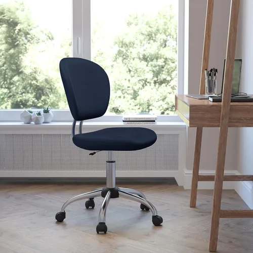 Vista 10 de EMMA + OLIVER Silla de oficina giratoria de malla blanca con respaldo medio con base cromada Blanco