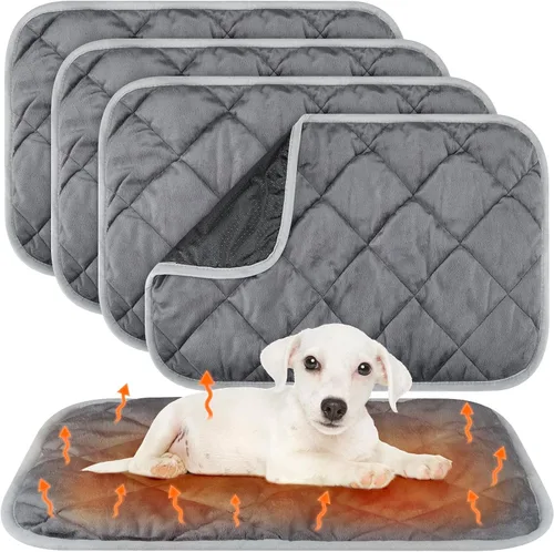 Vista 9 de Paquete de 4 Almohadillas Autocalentables para Gatos, Alfombrilla Autocalentable para Perros que Refleja el Calor Corporal, Almohadilla Térmica Negro