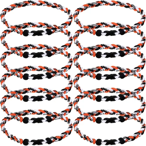 Vista 8 de Zeyune Collar de béisbol de 18 pulgadas para niños, tres cuerdas trenzadas, tornado, titanio, collar de cuerda de béisbol para hombre