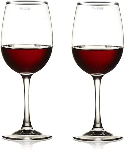 Vista 2 de FINSTER Juego de 8 copas de vino tinto de cristal, transparente, 13.5 fl oz, color rojo