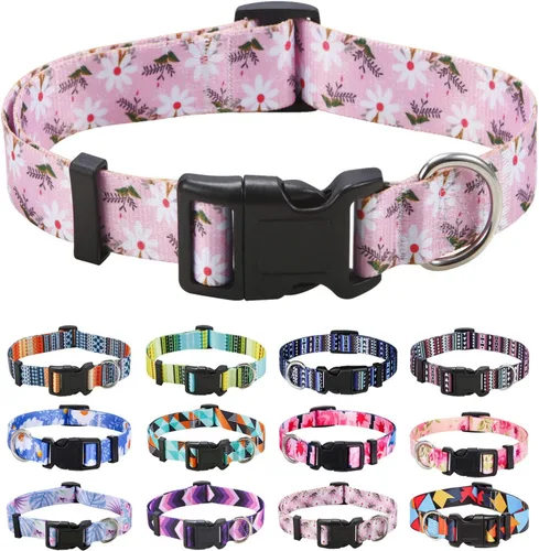 Vista 57 de Mihqy - Collar de perro, patrones geométricos florales, tribales, bohemios, collar de estilo étnico, suave y ajustable, para perros pequeños