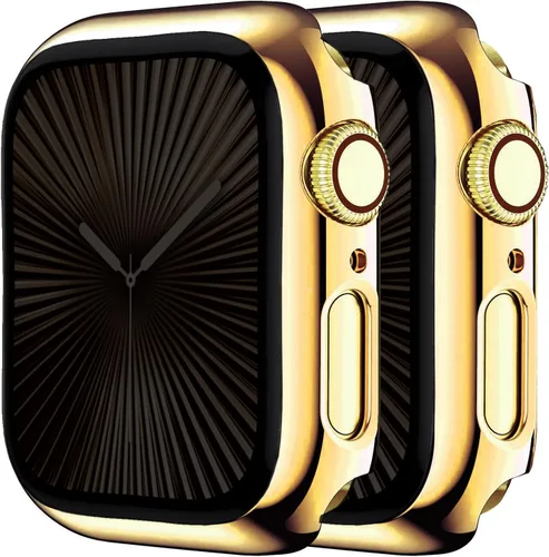 Vista 12 de Paquete de 2 fundas de vidrio templado de 1.77 pulgadas compatibles con Apple Watch Series 8 7 fundas protectoras de pantalla de vidrio templado