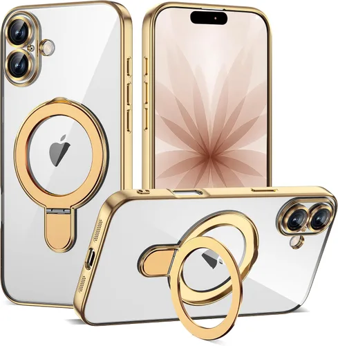 Vista 123 de Funda compatible con iPhone 12 con soporte de anillo magnético invisible [compatible con Mag-Safe] [Protector completo de lente de cámara] Funda