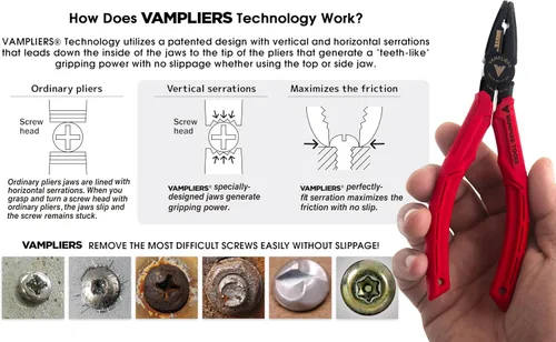 Vista 4 de VAMPLIERS BRUTE - Alicates extractores de tornillos de 6.25 pulgadas + bolsa de herramientas. Fabricado en Japón. Herramienta multiusos