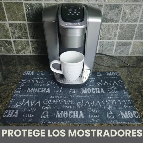 Vista 2 de Drymate Tapete para cafetera, (accesorio de barra de estación de café) protege las encimeras de cocina de derrames, manchas y arañazos, absorbente