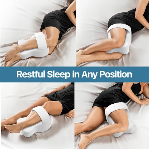Vista 3 de Almohada de rodilla para dormir de lado, almohada grande y cómoda de espuma viscoelástica para dormir de lado, correa ajustable, almohada