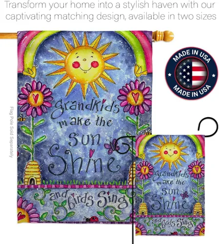 Vista 4 de Breeze Decor - Grandkids Special Occasion - Bandera de jardín vertical decorativa con impresiones familiares de 13 x 18.5 pulgadas, impresa