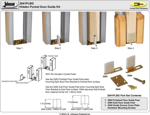 Vista 4 de Johnson Hardware 2041PLBG Guía de puerta de bolsillo oculto