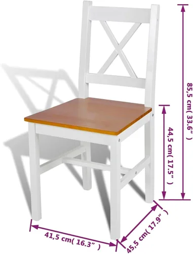 Vista 2 de Gecheer Sillas de comedor, 4 piezas, muebles de interior para comedor, cocina, madera de pino blanco de 16.3 x 17.9 x 33.6 pulgadas