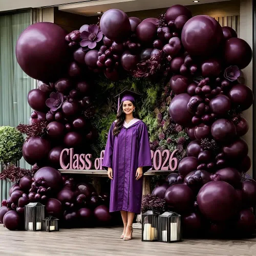 Vista 6 de Globos Burdeos Doble Relleno Morado Oscuro Ciruela Malva Guirnalda de Globos Granate Magenta Globos de Látex para Cumpleaños Despedida de Soltera