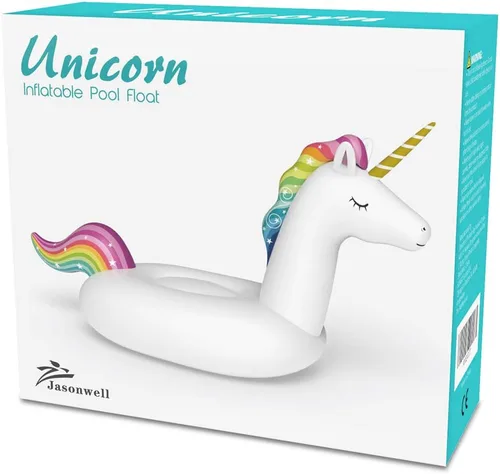 Vista 6 de Jasonwell Big Inflatable Unicorn Pool Float Floatie Ride On with Fast Valves Large Rideable Blow Up Summer Beach Swimming Pool Party Lounge Raft