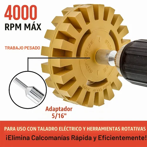 Vista 2 de TCP Global Rueda de goma para borrar con adaptador de taladro, borde