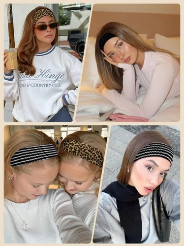 Vista 6 de TERSE Diademas con estampado de guepardo para mujer, bandas para la cabeza de moda para mujer, diadema de moda para mujer, accesorios