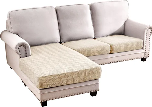 Vista 35 de Deep Dream - Funda elástica para cojines de sofá, funda protectora para muebles, funda para asiento de sofá (sofá extragrande, beige)