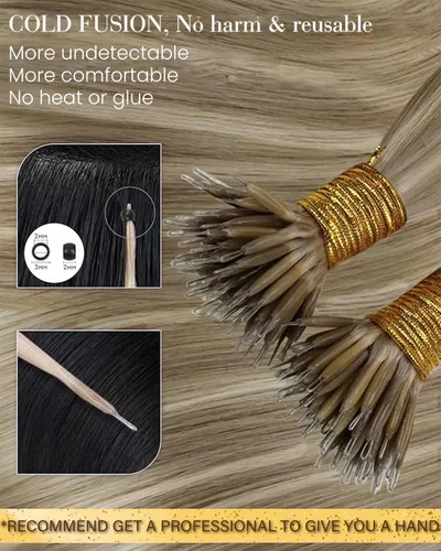 Vista 14 de 【Descuento】Hetto - Extensiones de cabello con cinta adhesiva, 40g, extensiones de cabello humano, color rubio ceniza oscuro degradado a rubio medio