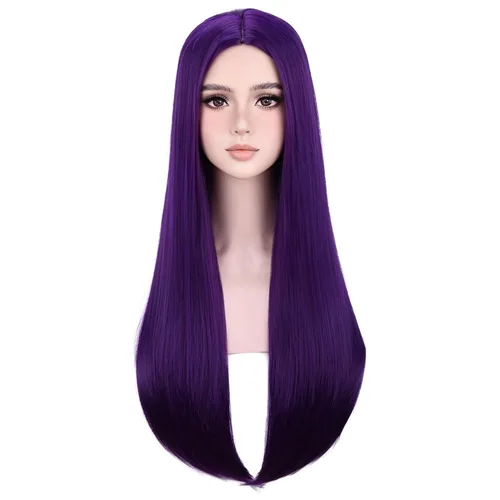 Vista 10 de Beron Peluca de pelo largo recto de 20" para disfraz de cosplay con gorro de peluca (naranja oscuro)