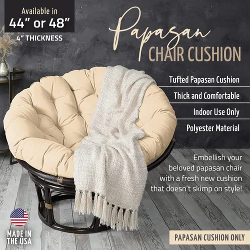 Vista 5 de Sorra Home - Cojín con mechones Papasan - Cojín redondo cómodo para silla Bucket & Moon - Cojín de piso con espuma suave para muebles