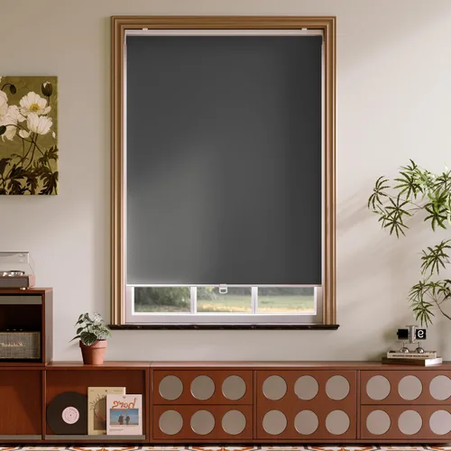 Vista 13 de Persianas enrollables opacas sin cordón para oscurecer la habitación, con sistema de resorte, protección UV, persianas de puerta, para hogar y Negro
