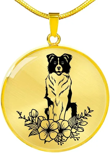 Vista 6 de Border Collie - Collares para amantes de las mascotas para mujeres y niñas, lindas fronteras para perros Collie, primavera, verano, flores florales