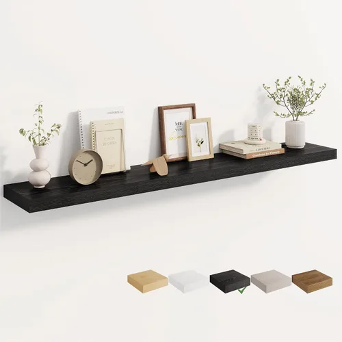 Vista 39 de Dreamland Estantes flotantes negros de 20 pulgadas, estantes de pared de 20 pulgadas para baño, dormitorio, cocina, estante de libros montado