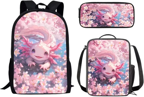 Vista 33 de Paquete de 3 bolsas escolares con estampado de bandera estadounidense para niños, mochila de gran capacidad para laptop, con cremallera, estuche