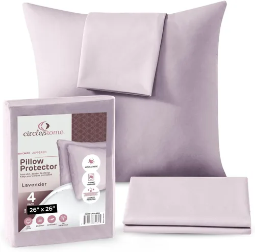 Vista 48 de CIRCLESHOME Protectores de almohada europeos – Fundas de almohada 100% algodón transpirable – Fundas de almohada cuadradas de 26 x 26 pulgadas