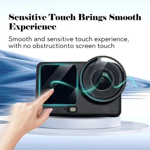 Vista 4 de Protector de pantalla de lente para DJI Osmo Action 6, accesorios con kit de instalación de alineación automática (paquete de 3), protector