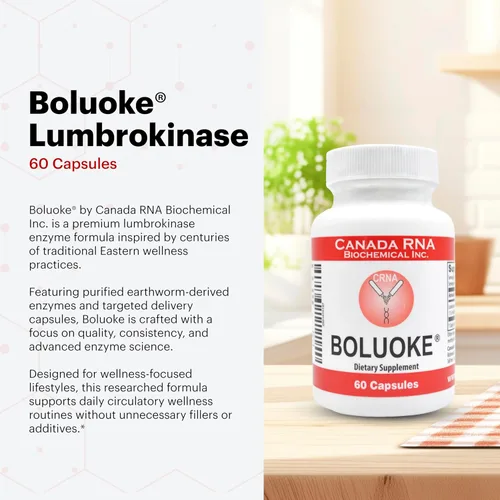Vista 3 de Boluoke Canada RNA Lumbrokinase Enzyme Supplement - Fórmula de bienestar circulatorio tradicionalmente inspirada - Cápsulas de entrega dirigida - 30