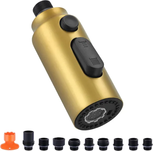 Vista 15 de Cabezal de Repuesto para Rociador de Grifo Extraíble, Cabezal de Rociador Extraíble Negro de 3 Funciones con 9 Adaptadores para Grifo de Fregadero