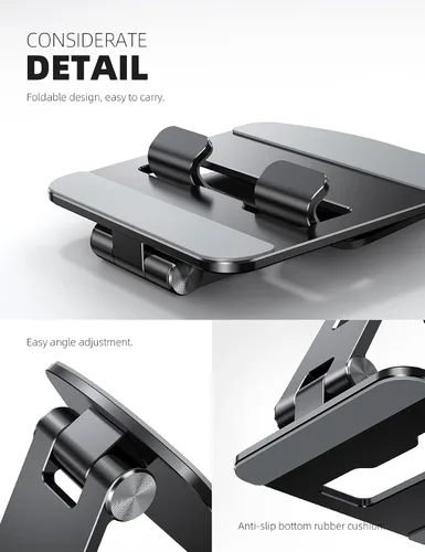 Vista 6 de Lamicall - Soporte ajustable para tableta portátil - Soporte plegable para teléfono, rotación de 360°, montaje de escritorio para tabletas
